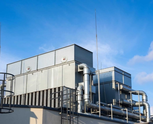 Side view of a commercial HVAC system